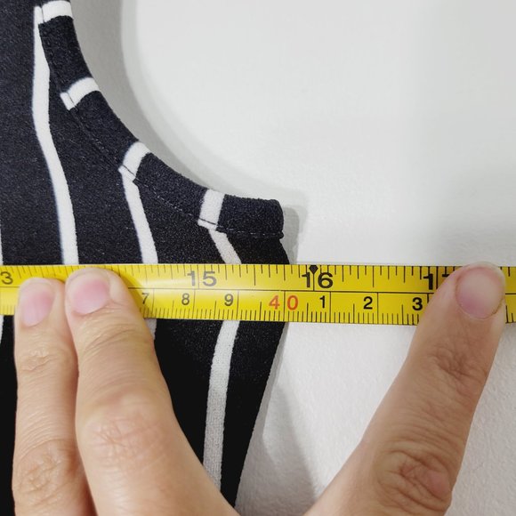 Poison Ivy Sleeveless Sheath Dress Bodycon Black White Striped Scoop Neck S - Picture 7 of 8